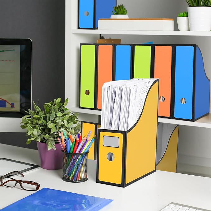 Simple Houseware 12-Pack Magazine File Holder Box, Foldable Cardboard Organizer - Image 8