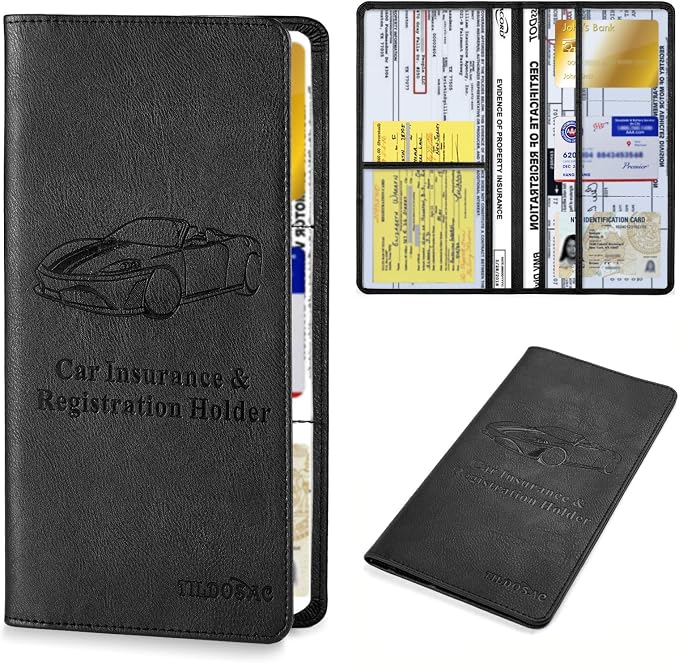 TILDOSAC Leather Car Registration and Insurance Card Holder, Car Document Holder by TILDOSAC