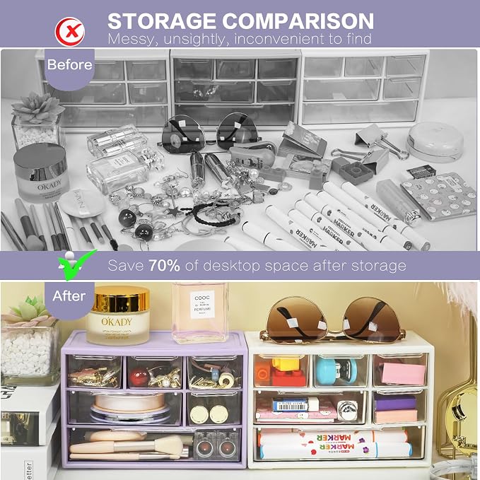 Desk Storage Organizer with 6 Mini Drawers, FODIENS Stackable Desktop Craft - Image 5