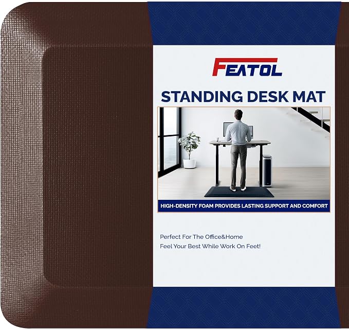 FEATOL Anti Fatigue Mat for Standing, 9/10 Extra Thick Ergonomic Standing Desk by FEATOL