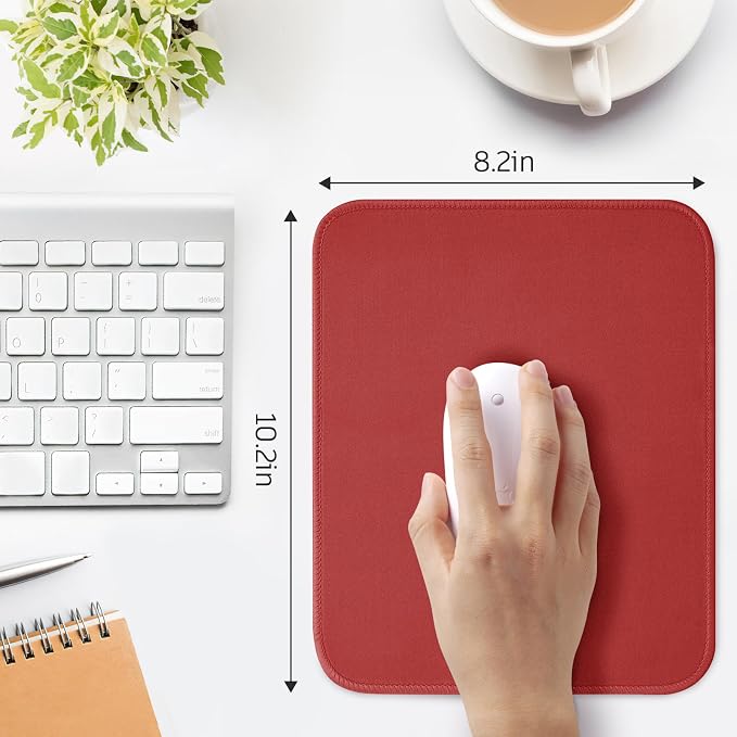 red Mouse Pad, Nice and Cute Mouse Pad, Splash-Proof Textured 10.2 x 8.2Inch - Image 3