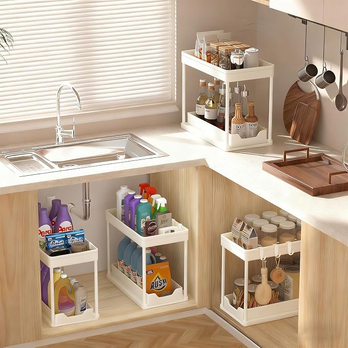 APWNRJA Under Sink Organizers and Storage 2 Pack, Pull-Out Sliding Cabinet - Image 8