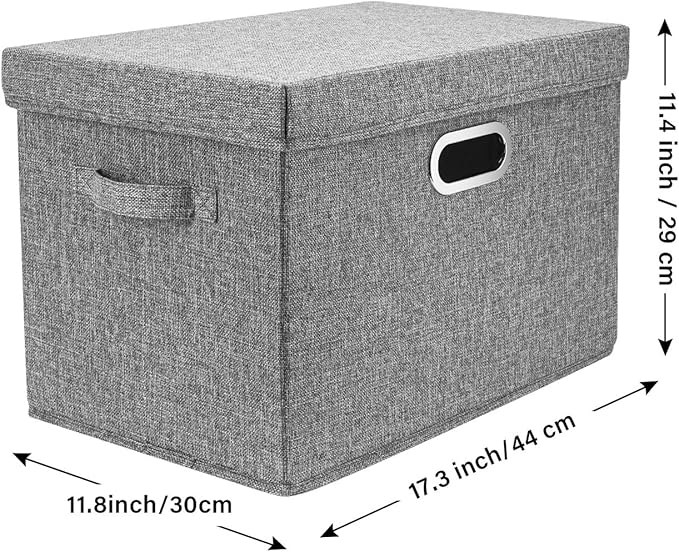 TYEERS Large Collapsible Storage Bins with Lids, Organization Bins for Closet Storage, Clothes Storage, Folding Storage Box with Lids for Home Office Storage - 2 Pack - Gray-DeskLoop Office