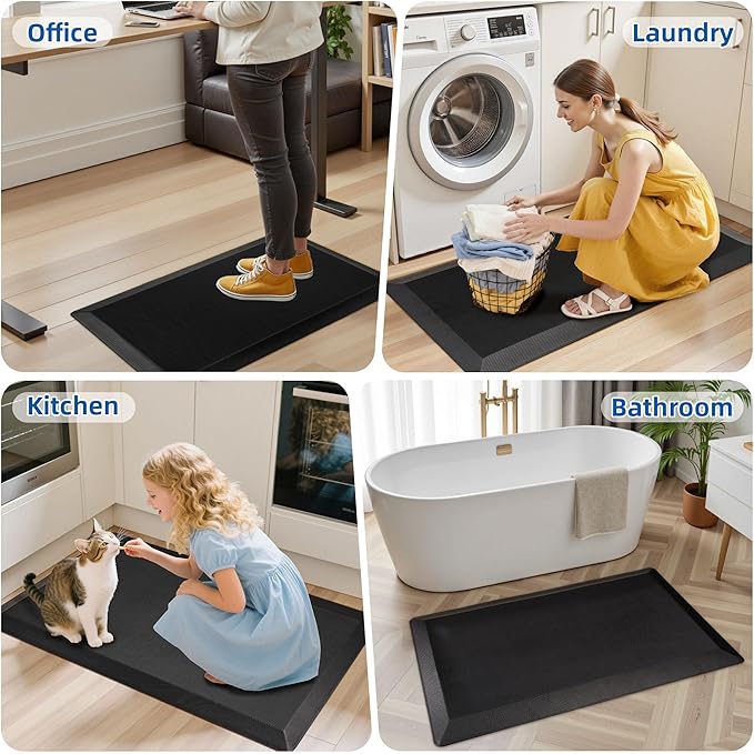 Anti Fatigue Kitchen Mats for Floor, 9/10 Extra Thick Cushioned Standing Desk Mat, Comfort Memory Foam Ergonomic Kitchen Rugs and Mats Non-Slip Waterproof for Office, Kitchen, Sink, 20" x 32"-DeskLoop Office