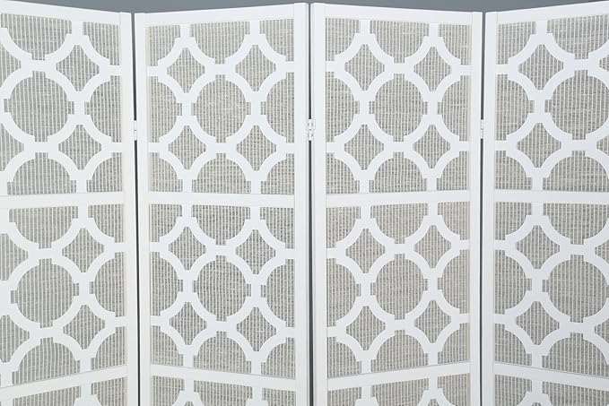 NicBex Room Divider 4 Panel Room Dividers with Quarterfoil Diamond Design Partition Room Dividers and Folding Privacy Screens Wall Divider for Home, Room Separation,69.28"W x 17.32"D x 70.31"H, White-DeskLoop Office