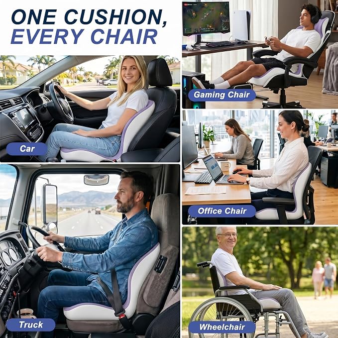 Seat Cushion for Office Chair and Car, Ergonomic Memory Foam Seat Cushion - Image 8