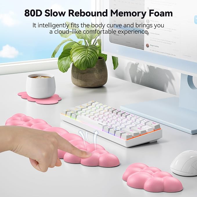 TECKNET Cloud Keyboard Wrist Rest Set, Cloud Wrist Rest - Image 4