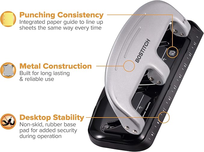 Bostitch Office EZ Squeeze 3-Hole Punch, 20 Sheet Capacity, No Jam Technology - Image 5