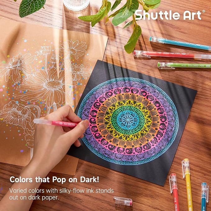 Shuttle Art Colored Pens, 72 Vibrant Colors Cute Journal Pens 0.6mm Fine Point - Image 6