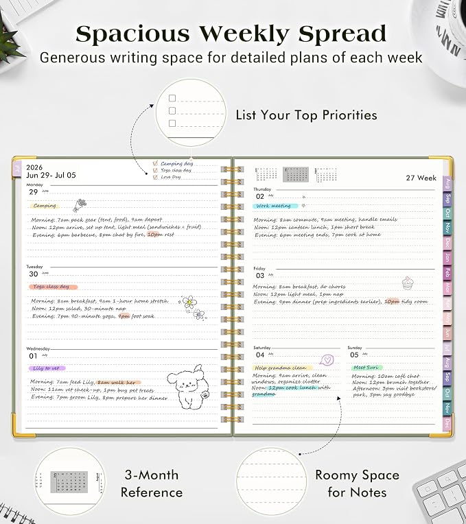 Academic Planner 2026-2027, 18 Months Weekly and Monthly Hardcover Planner - Image 3