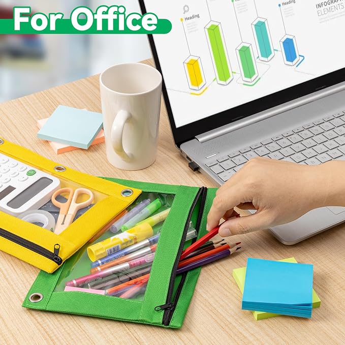 Pencil Pouch for 3 Ring Binder, Bulk 36 Pack 3-Holes Zipper Pencil Pouches in - Image 7