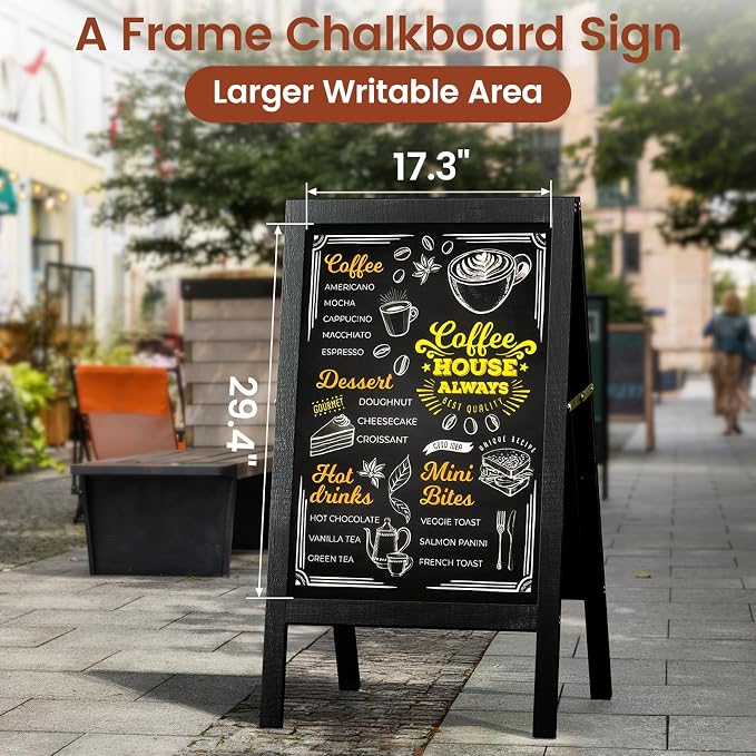 Chezerra A Frame Chalkboard Sign, Wooden Standing ChalkBoards Set - Image 2