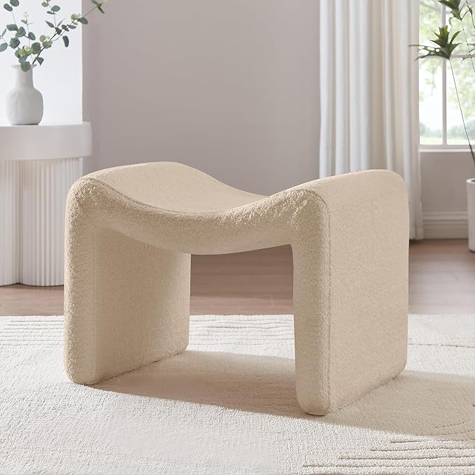 Large Footstool Ottoman, Multi-Functional Modern Foot Stool, Sofa Footrest Extra Seating for Living Room, Entryway, Hallways and Bedrooms, Large, Camel-DeskLoop Office
