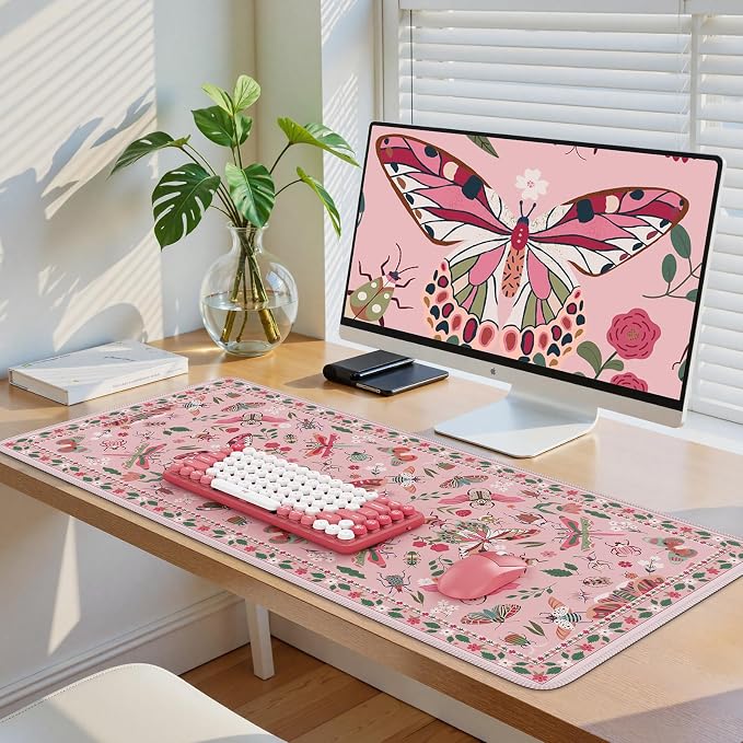 iCasso Pink Desk Pad Mat, XXL Large Mouse Pad, Desk Matt - Image 6