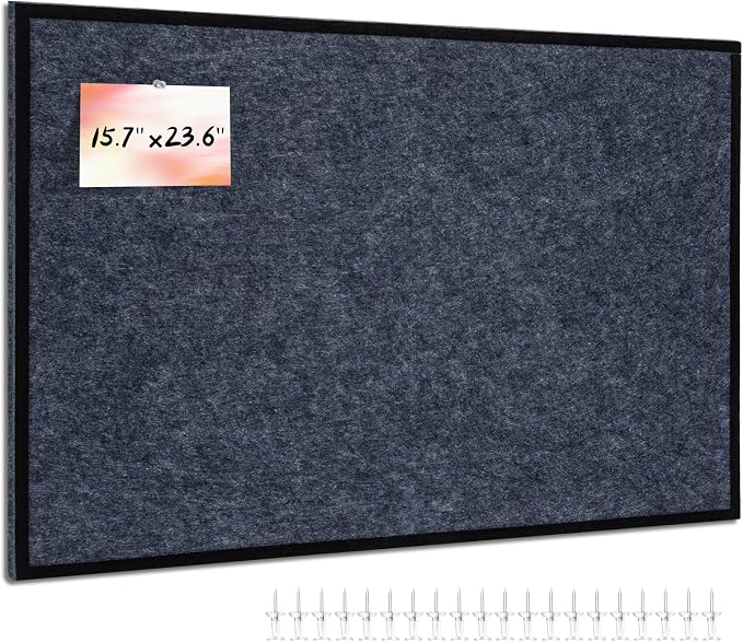 Felt Bulletin Board 23.6 x 15.7 Inch – Black Frame, Corkboard Alternative by Unknown