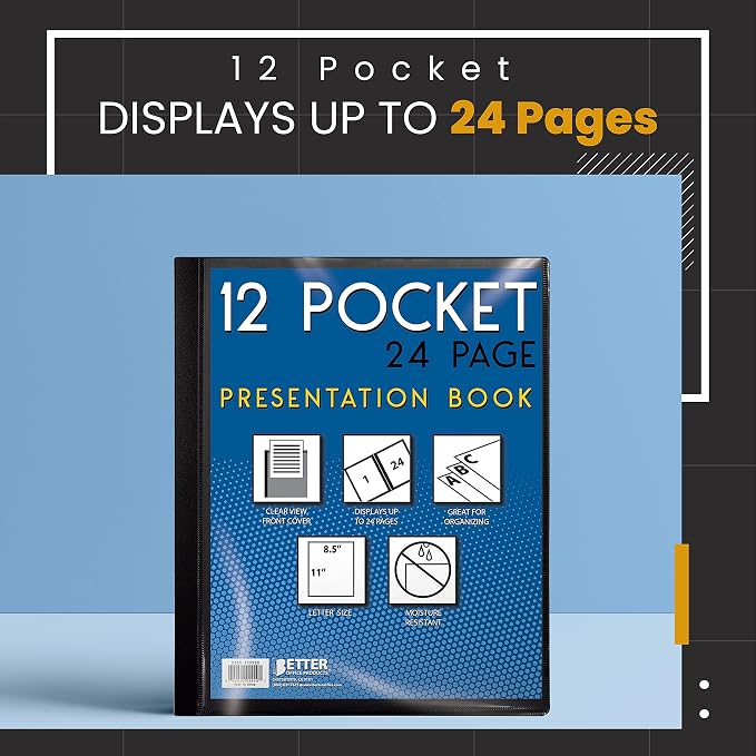 Better Office Products 12 Pocket Bound Presentation Book, 24 Sheet Protector - Image 5