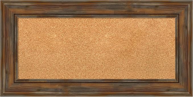 Amanti Art Natural Cork Board for Wall, 18x36 Vision Board with Brown Wood Frame, Medium Corkboard Office Decor for Home Organization, Country Rustic Corkboard Pinboard to Display Items for Home-DeskLoop Office