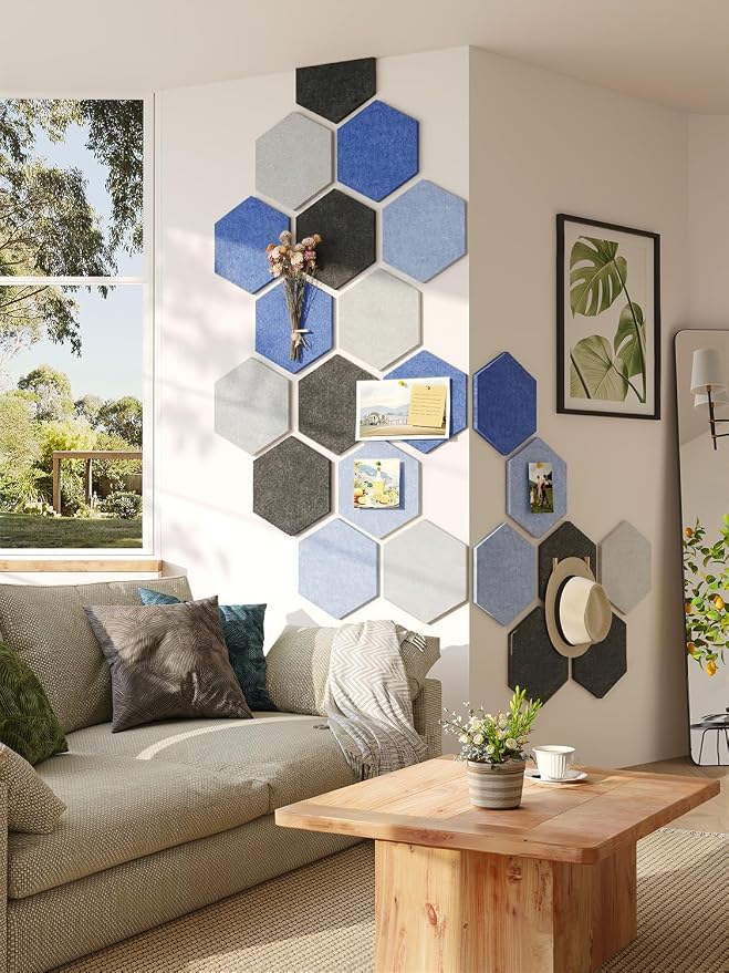 8 Pack Hexagon Felt Bulletin Board Tiles - Image 2