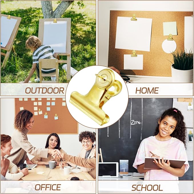 BLMHTWO 30 Pieces Thumb Tacks Clips Gold Heavy Duty Push Pins Metal Cubicle - Image 8