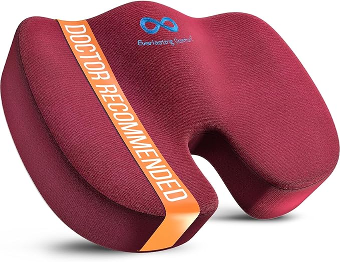 Everlasting Comfort Doctor Recommended Memory Foam Seat Cushion for Office Chairs & Car Seat - Ergonomic Office Desk Accessories for Tailbone Pain Relief, Sciatica & Back Support-DeskLoop Office