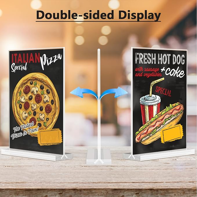 MaxGear Acrylic Sign Holder 8.5x11 T Shape 3 Pack | T Shape Display; - Image 6