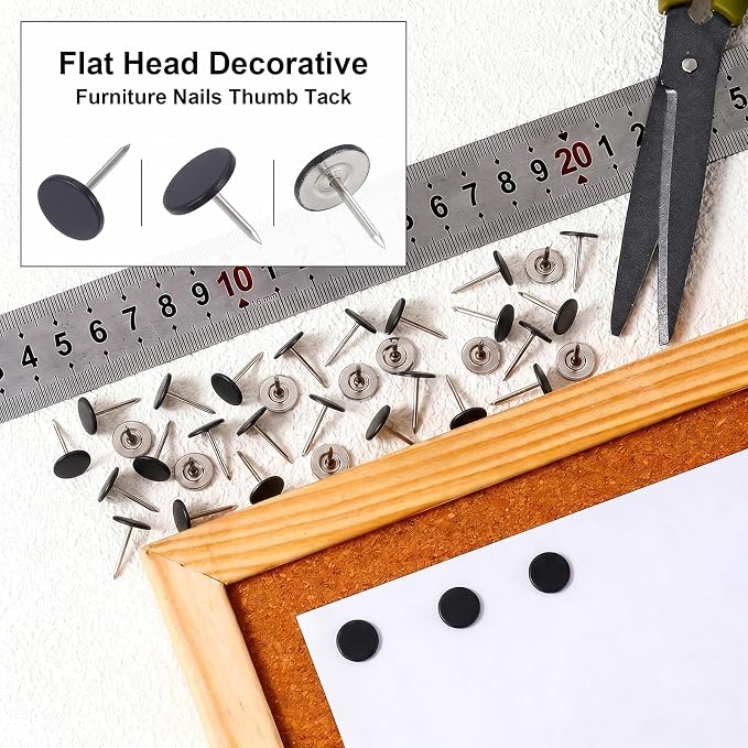 Black Heavy Duty Thumb Tacks, Extra Long Push Pins - Image 4