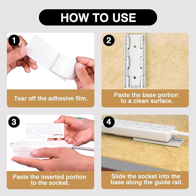 Adhesive Punch-Free Socket Holder, Self-Adhesive Power Strip Holder Wall - Image 6
