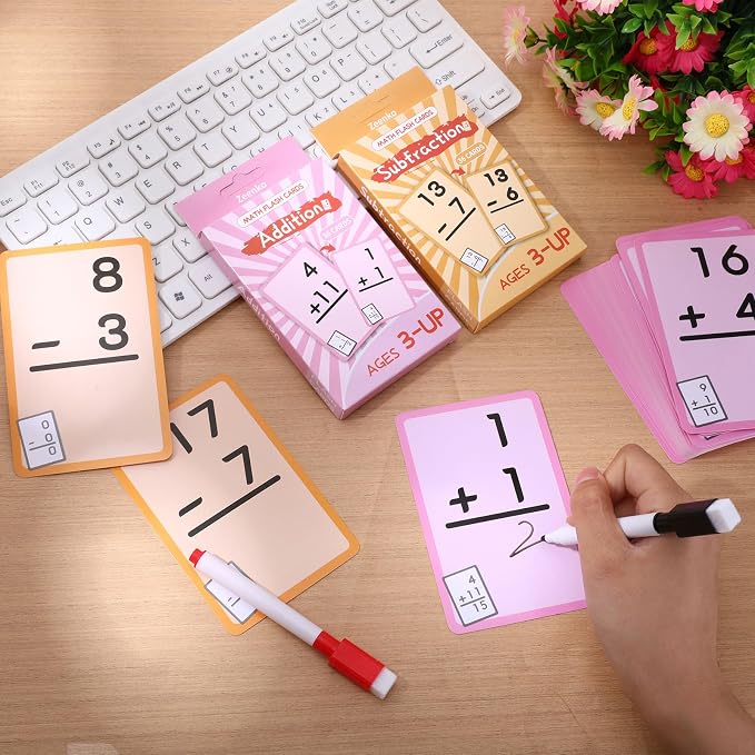 72 Pcs Reusable Addition and Subtraction Flash Cards, Double-Sided Math Flash - Image 5