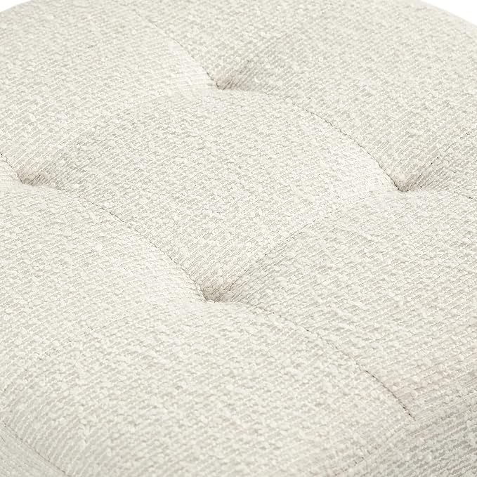 Adeco 18 Inch High Cube Ottoman Storage, Linen Chair Foot Stools, Upholstered Vanity Stool with Hinged Lid, Solid Wood Legs (White Circle Yarn)-DeskLoop Office