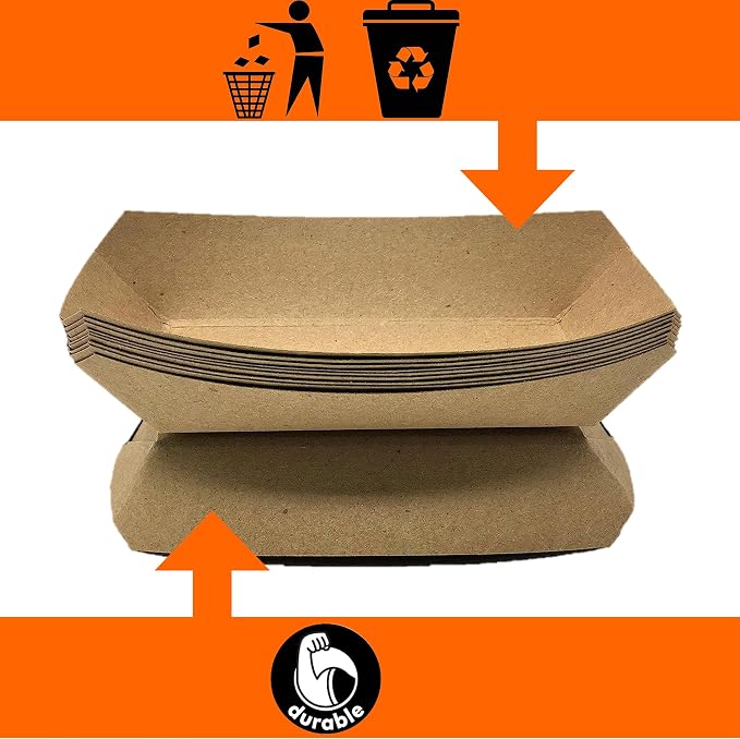 Mr Miracle Paper Food Trays, Kraft Paper. Extra Large. 100 Pack, Disposable - Image 6