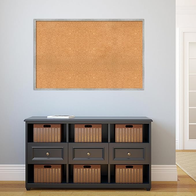 Amanti Art Natural Cork Board for Wall, 29x45 Vision Board with White Frame, Oversize Corkboard Office Decor for Home Organization, Cottage Corkboard Pinboard to Display Items for Home Organization-DeskLoop Office