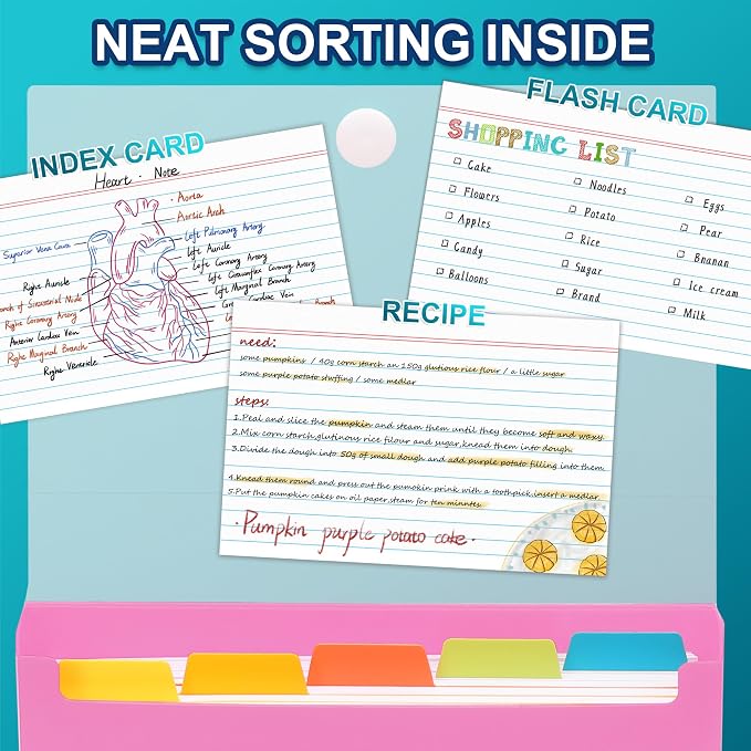 H4D 4x6 Index Card Case with 100 Heavyweight Ruled Index Cards and Dividers - Image 6