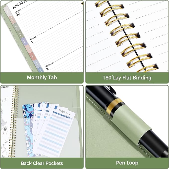 SUNEE 2026 Weekly & Monthly Planner 6.2"x8.5"- 12 Month, Vegan Leather Cover - Image 5