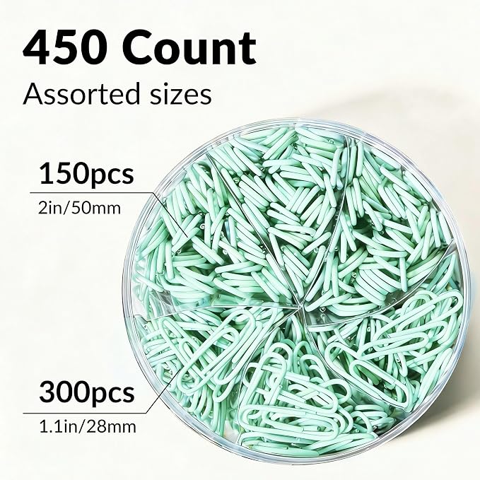 NEEWAY 450pcs Paper Clips Assorted Sizes, Small and Large Paper Clips, Coated - Image 3