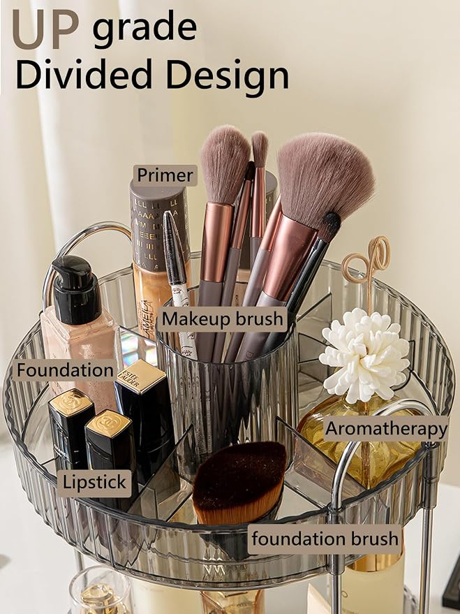 Asayuee 360 Rotating Makeup Organizer, 3 Tier Large Capacity Make Up Organizers - Image 2
