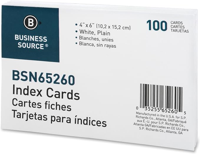 Business Source, Plain Index Cards, 100 / Pack - Image 2