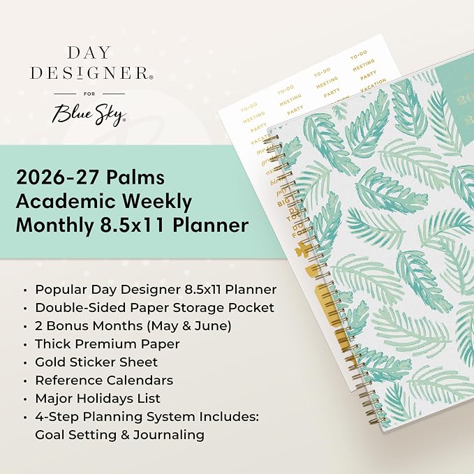 Blue Sky Day Designer 2026-2027 Weekly and Monthly Academic Year Planner - Image 9