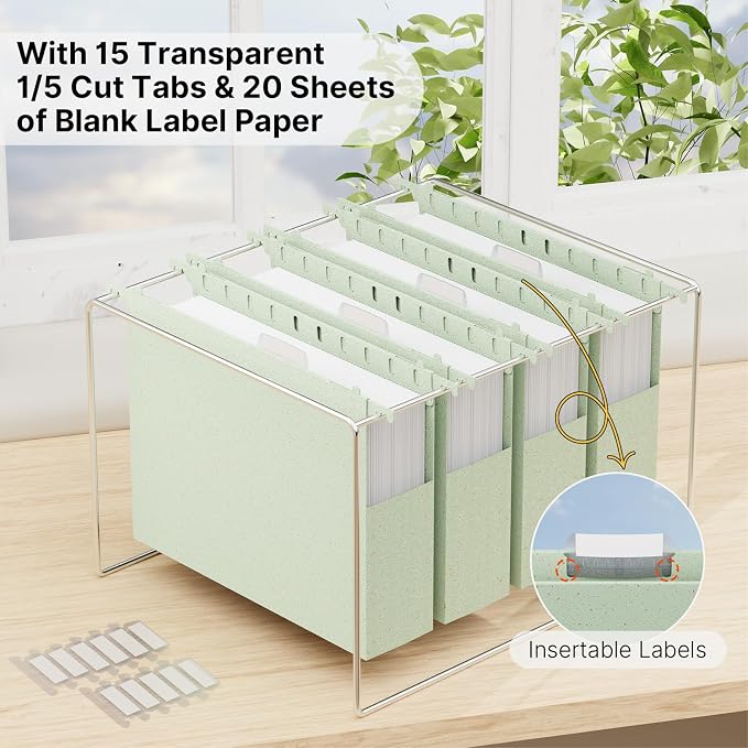 XINGIA Plastic Hanging File Folders Letter Size, 12 Pack 2" Expansion Extra - Image 5