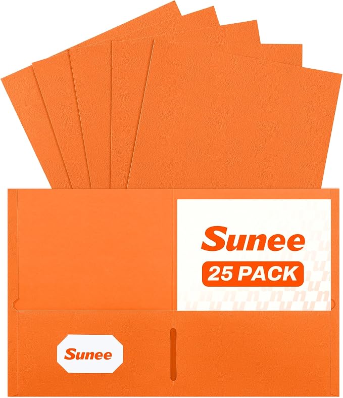SUNEE Folders with Pockets, 2 Pocket Folders Fit Letter Size Paper, Paper File by SUNEE