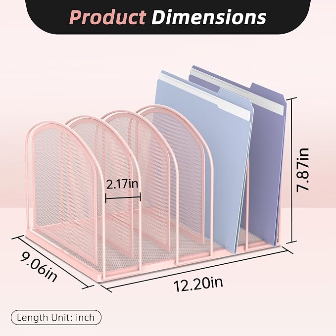 SUPEASY File Organizer for Desk, 5-Section Mesh Desk Organizer, Vertical File - Image 4