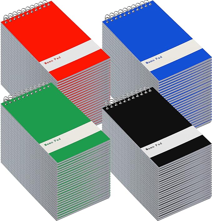 Thenshop 50 Pads Spiral Memo Pads Bulk 3 x 5 Inch Small Pocket Notepad Top by Thenshop