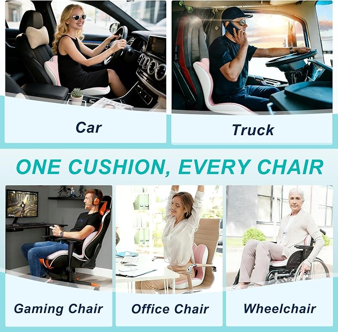 Seat Cushion for Office Chair and Car, Lumbar Support Pillow for Office Chair - Image 7