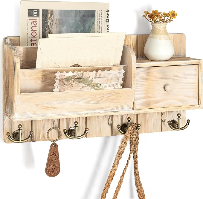 Rebee Vision Pine Wood Key Holder Wall Mount by REBEEVISION
