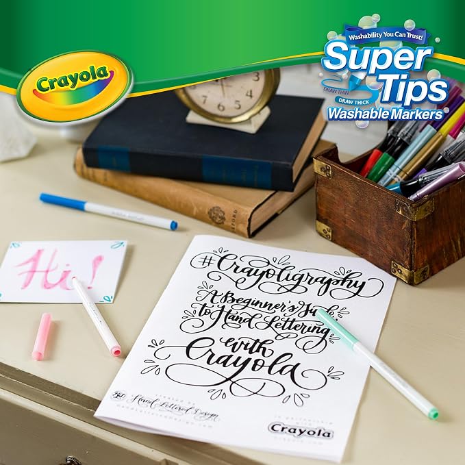 Crayola Super Tips Marker Set, Fine Point Washable Markers, Teacher Must Haves - Image 9