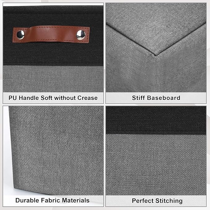Bagnizer 13x13 Cube Storage Bins, Collapsible Fabric Storage Box, 4 Pack Closet - Image 6