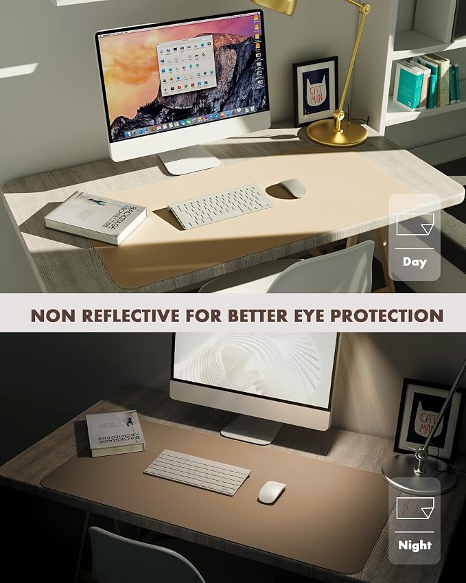 YSAGi Double-Sided Desk Mat, Eco Cork & Leather Desk Protector, Large Mouse Pad - Image 7