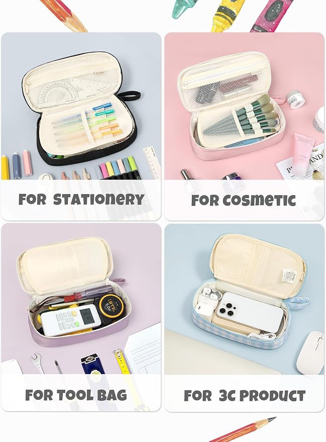SUNEE Cute Pencil Case, Large Pencil Pouch, Soft Corduroy Aesthetic Big Pencil - Image 6