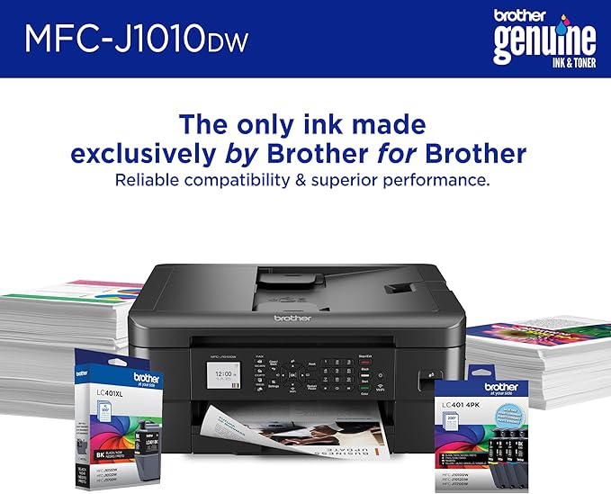 Brother MFC-J1010DW Wireless Color Inkjet All-in-One Printer, Duplex Printing, Mobile & Cloud Print, Compact Design, 1.8" Color Display, Works with Alexa-DeskLoop Office