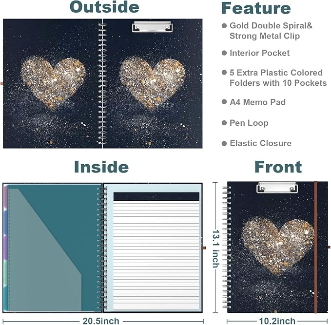 Hongri Clipboard Folio with Refillable Lined Notepad, 8.5 x 11 Folders with - Image 2