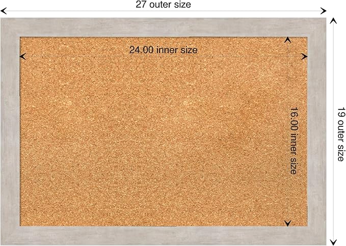 Amanti Art Natural Cork Board for Wall, 19x27 Vision Board with Silver Wood Frame, Medium Corkboard Office Decor for Home Organization, Casual Corkboard Pinboard to display items for home organization-DeskLoop Office